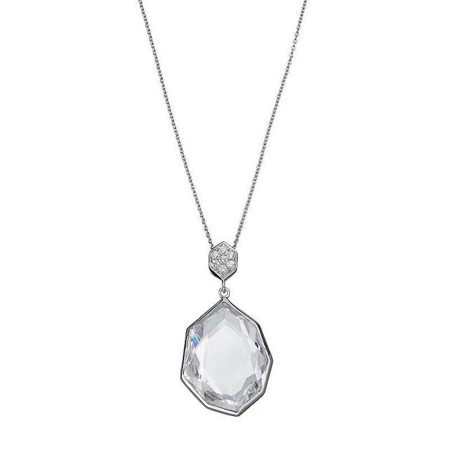 Sophie Miller Sterling Silver Cubic Zirconia Octagon Pendant, Womens White Product Image