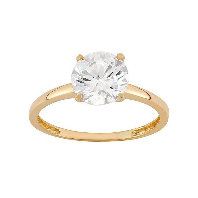 Cubic Zirconia Solitaire Engagement Ring in 10k Gold, Womens Yellow Product Image