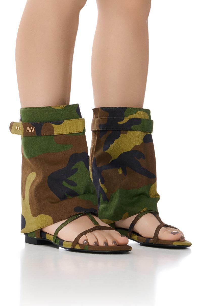 AZALEA WANG TORRE CAMO OPEN TOE SANDAL BOOT Product Image