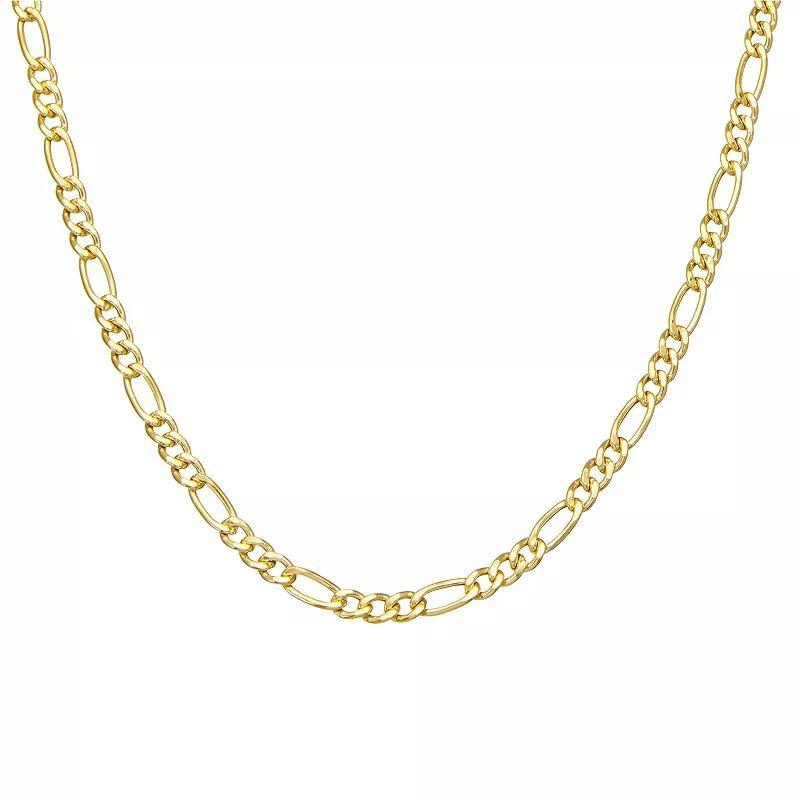 Giorgio di Vicenza Sterling Silver Mens Large Figaro Chain Necklace Gold Tone Product Image