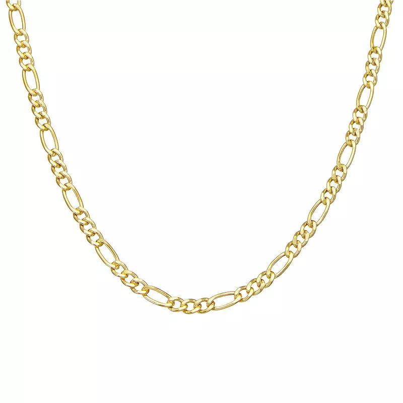 Giorgio di Vicenza Sterling Silver Mens Large Figaro Chain Necklace Gold Tone Product Image