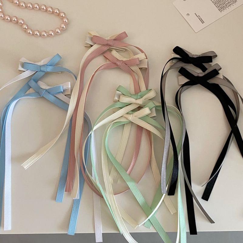 Color-Block Ribbon Bow Hair Clip Product Image