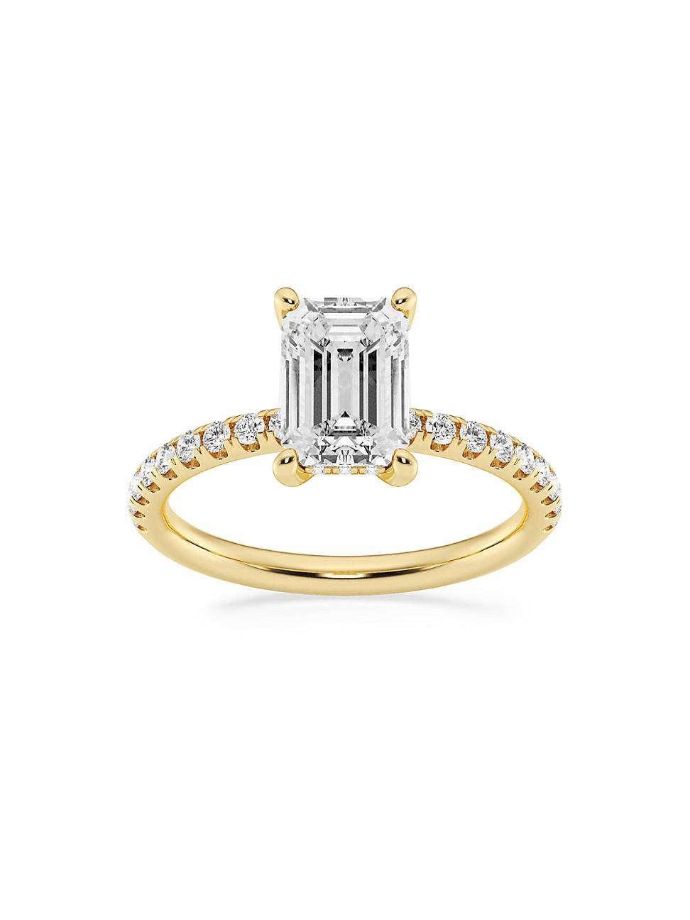 Womens 14K Yellow Gold & Emerald-Cut Lab-Grown Diamond Hidden Halo Ring/0.80-3.41 TCW Product Image