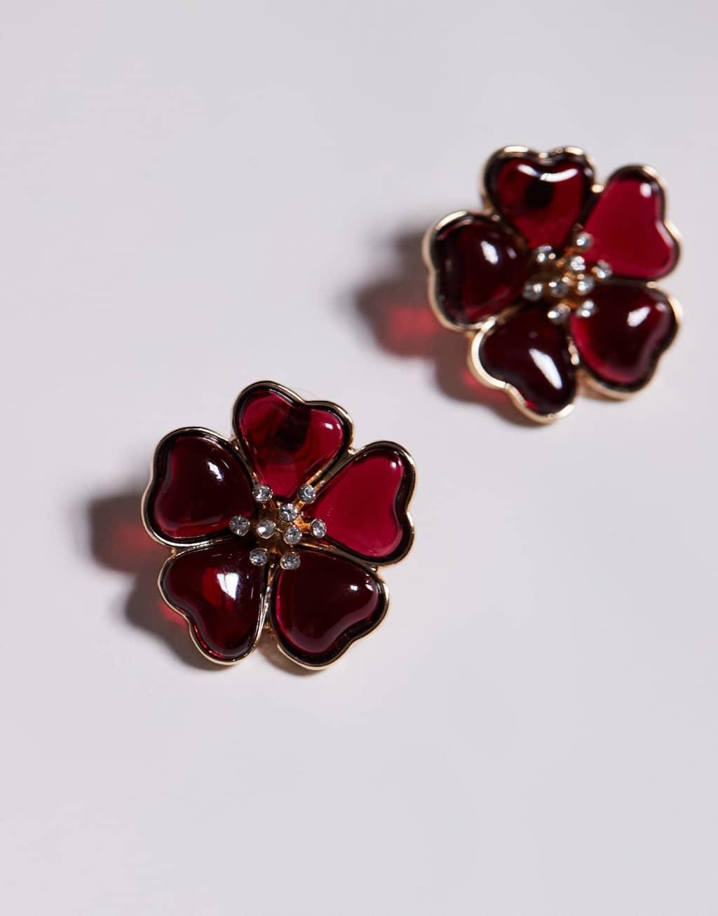 8 Other Reasons acrylic floral stud earrings in burgundy Product Image