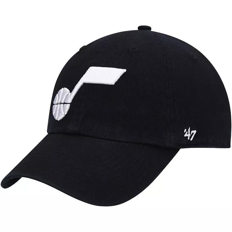 Mens 47 Black Utah Jazz Team Logo Clean Up Adjustable Hat Product Image