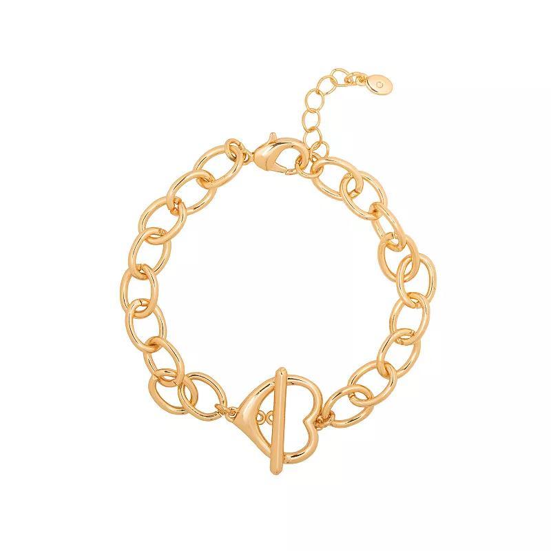 Emberly Gold Tone Heart Toggle Bracelet, Womens, None Product Image