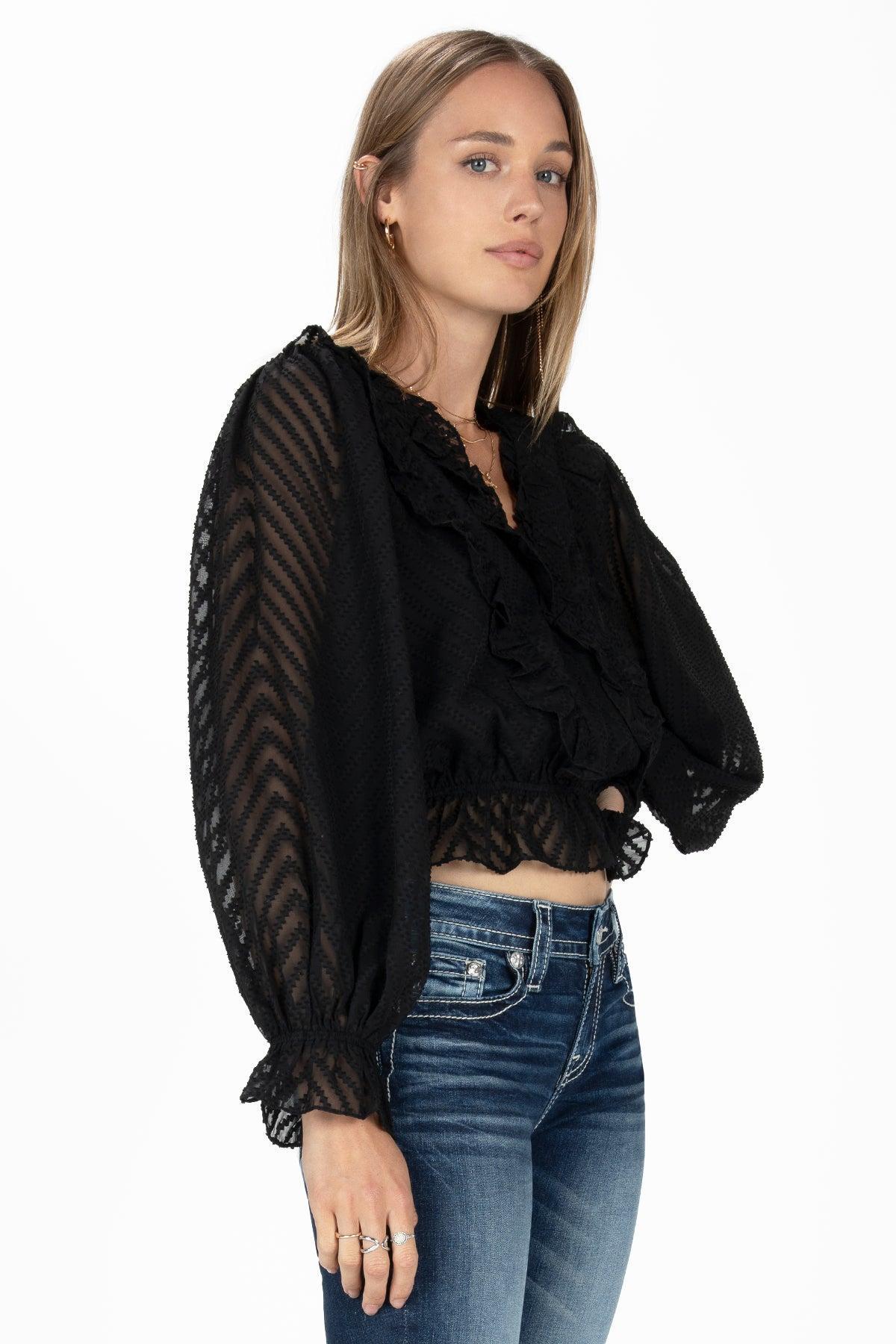 Ruffle Cropped Blouse Product Image