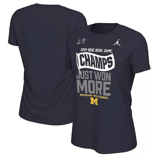 Womens Jordan Brand Michigan Wolverines College Football Playoff 2024 Rose Bowl Champions Locker Room T-Shirt Blue Product Image