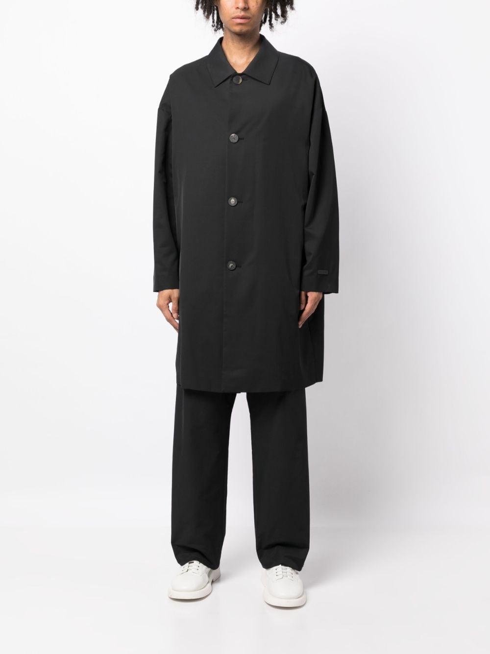 Mens Black Eternal Spread-collar Relaxed-fit Wool And Cotton-blend Coat Product Image