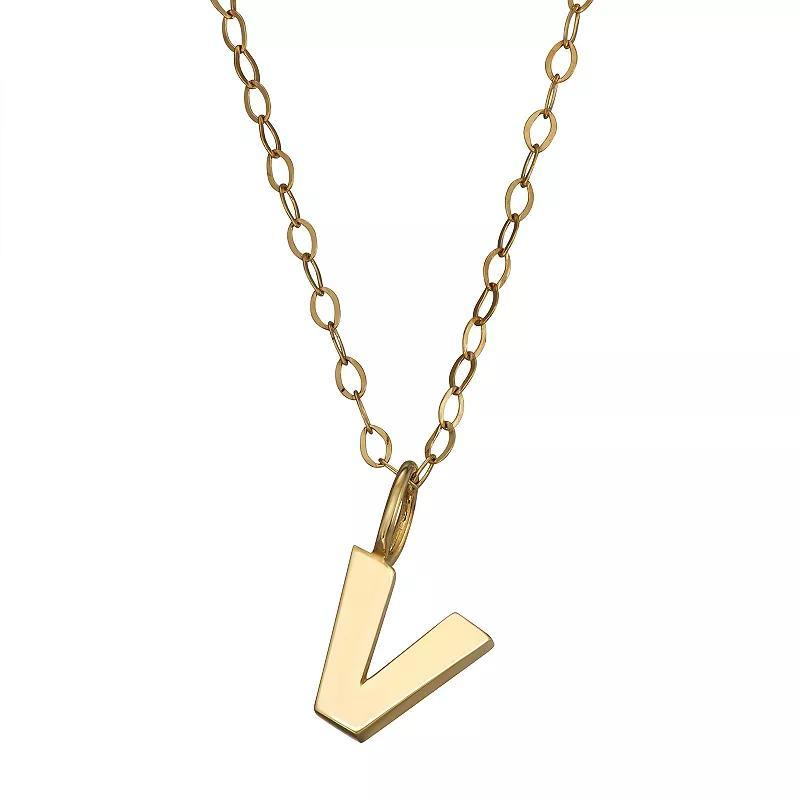 10K Gold Initial Pendant on 14K Gold Filled Chain, Womens Yellow Product Image