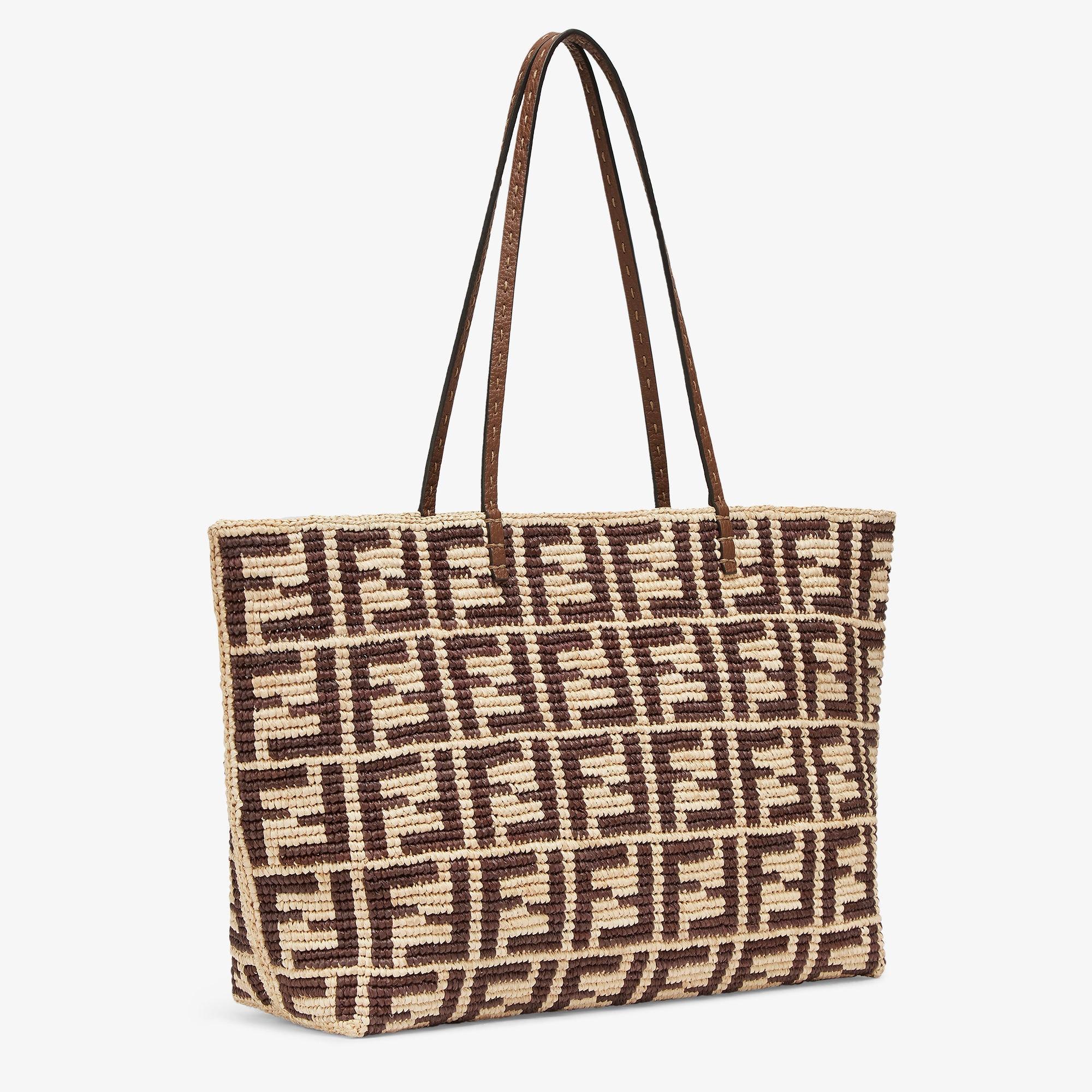 Large RollBrown FF raffia crochet Shopper Product Image