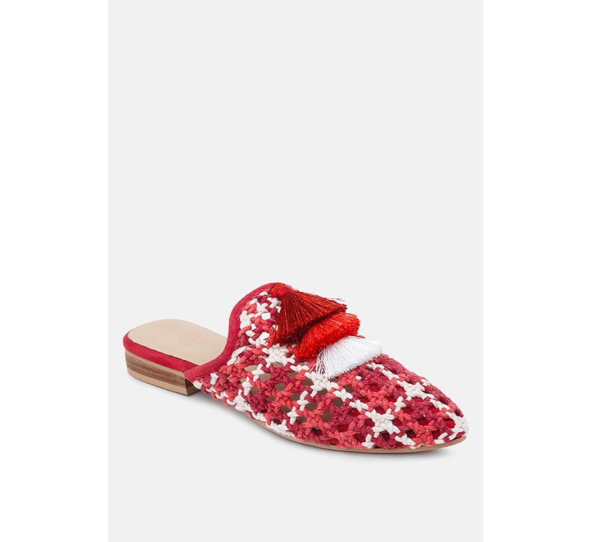 Mariana Womens Woven Flat Mules With Tassels Product Image