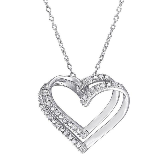 Stella Grace Sterling Silver 1/5 Carat T.W. Diamond Heart Pendant Necklace, Womens White Product Image