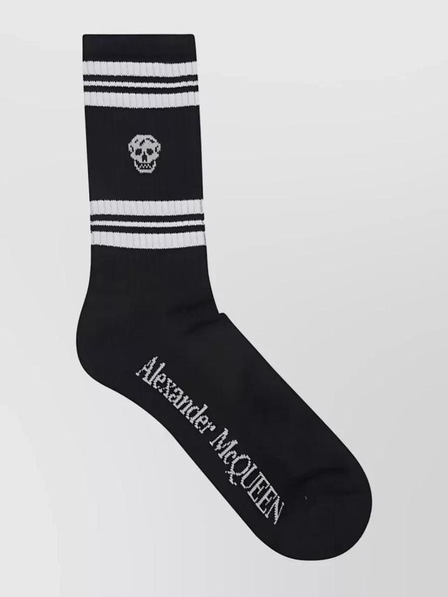 Skull Print Ankle Socks In Black Product Image