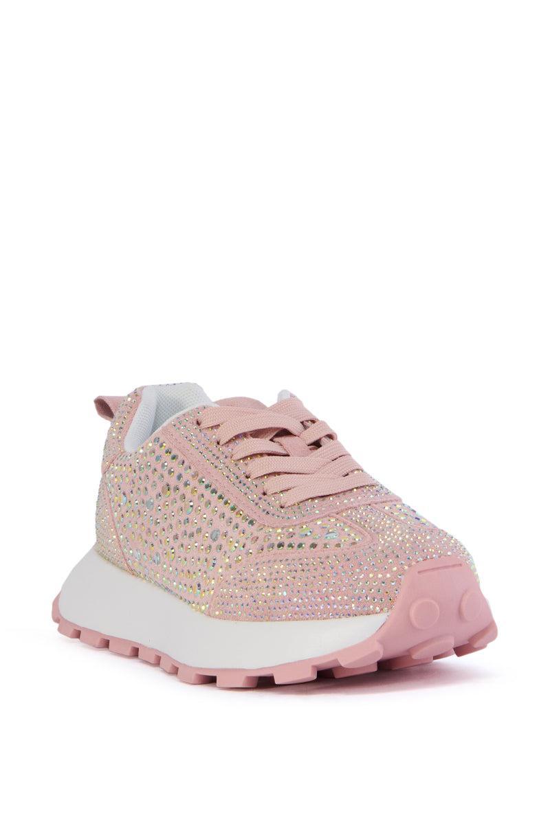 AZALEA WANG NIKOLE PINK EMBELLISHED SNEAKER Product Image