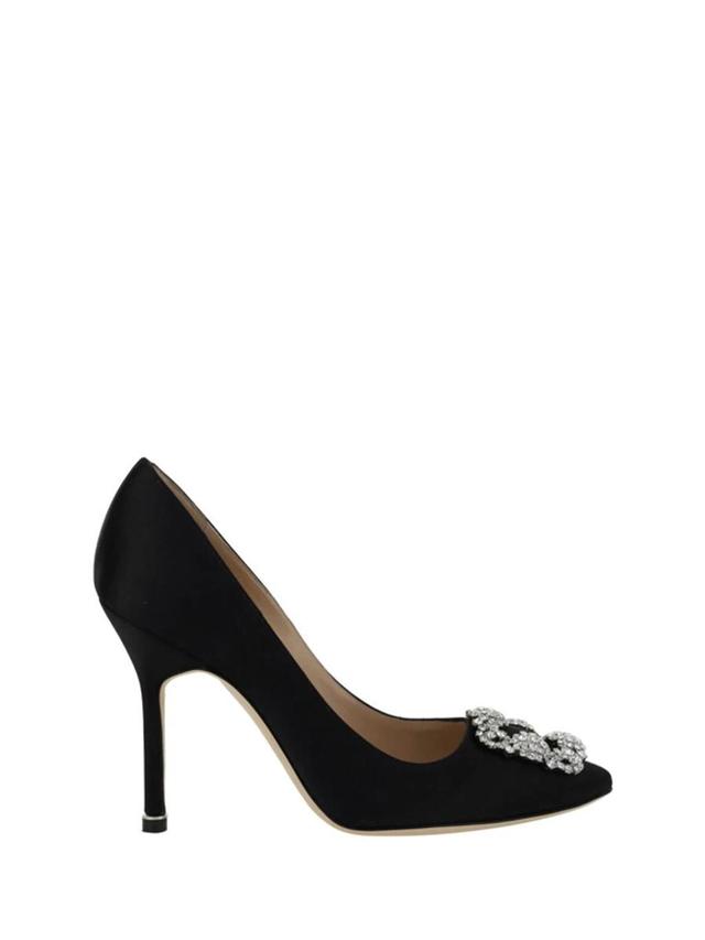 MANOLO BLAHNIK Hangisi 115mm Satin Crystal-toe Pump In Black Product Image