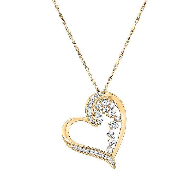 Irena Park 10k Gold 1/3 Carat T.W. Diamond Open Heart Pendant Necklace, Womens Product Image