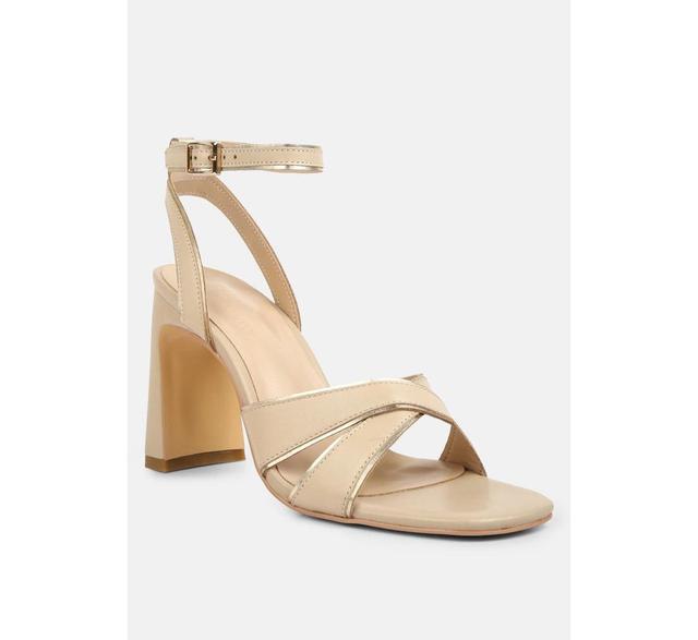 Rag & Co Womens Metallic Lined Leather Block Heel Sandals Product Image