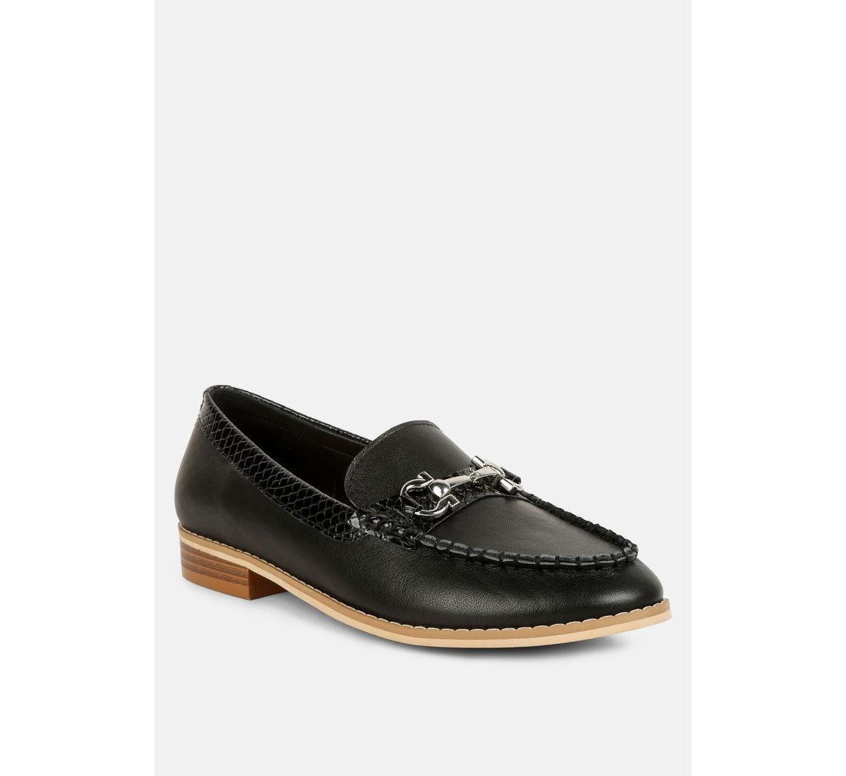 Holda Womens Horsebit Embellished Loafers With Stitch Detail Product Image