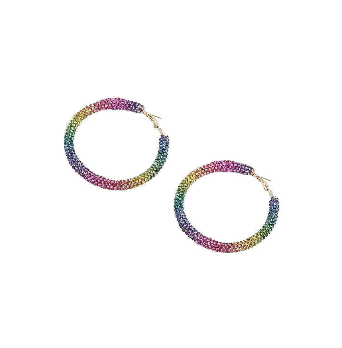 Sohi Womens Gold Metallic Ombre Hoop Earrings Product Image