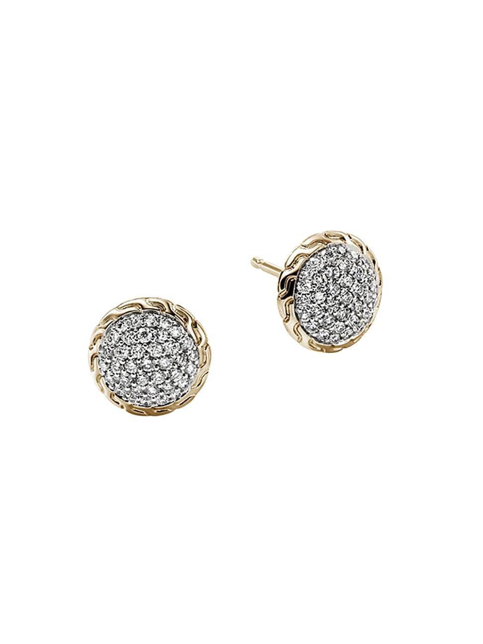 Womens JH Essentials 14K Yellow Gold & 0.55 TCW Diamond Pav Stud Earrings Product Image