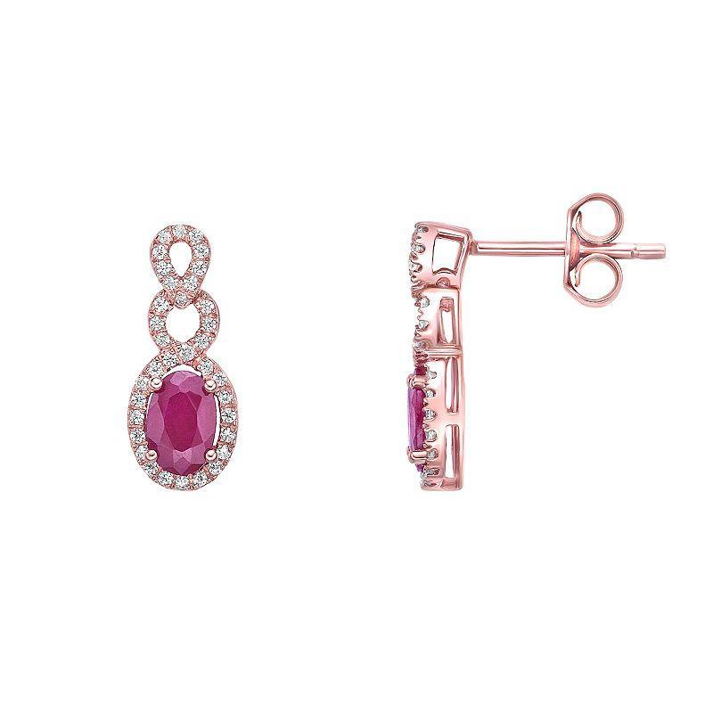 Gemminded 10k Rose Gold Tone Ruby & 1/4 Carat T.W. Diamond Earrings, Womens, 10k Rsgold Product Image