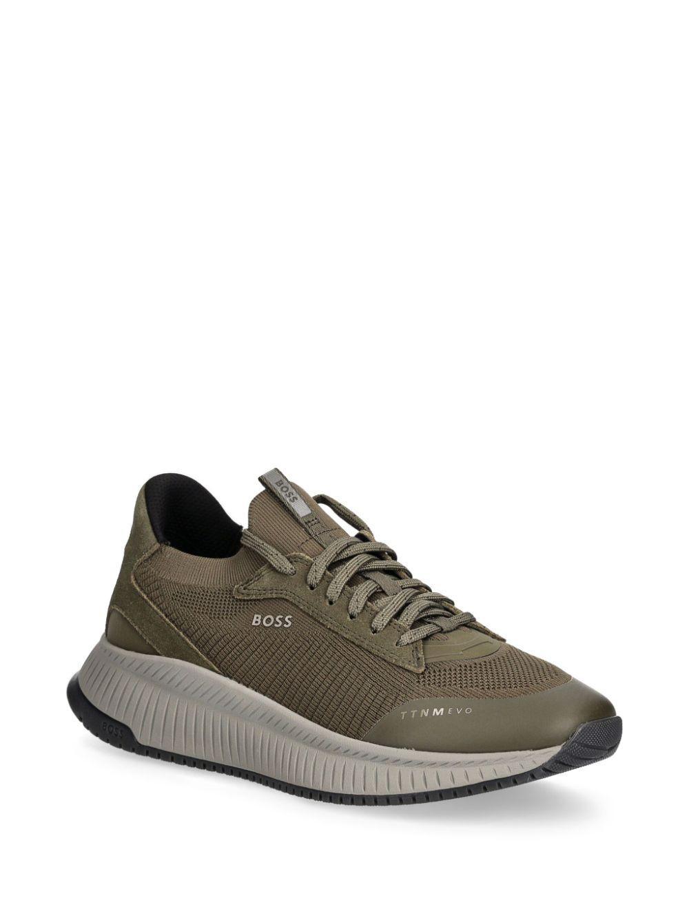 HUGO BOSS Ttnm Evo Mens Trainers With Knitted Uppers In Grün Product Image