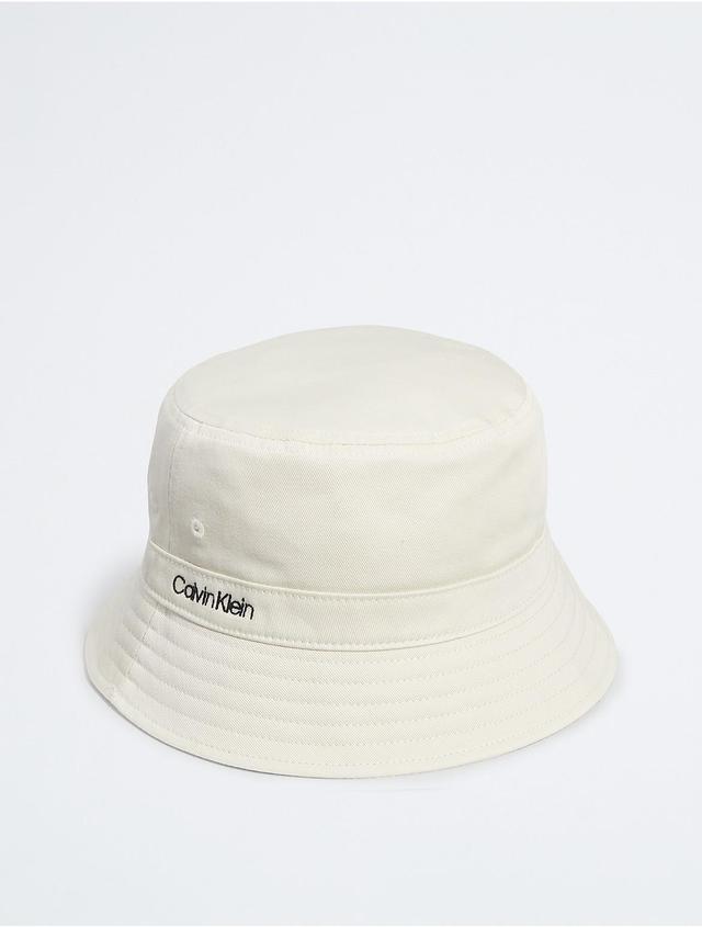 Calvin Klein Mens Standard Logo Cotton Twill Bucket Hat - White Product Image