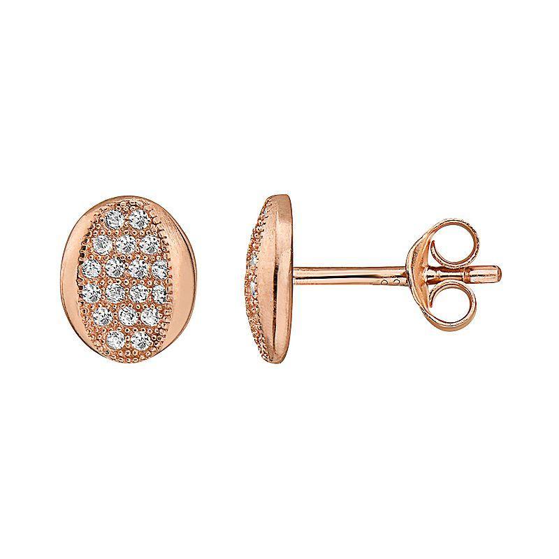 18k Rose Gold Over Sterling Silver Round Cubic Zirconia Stud Earrings, Womens, Pink Tone Product Image