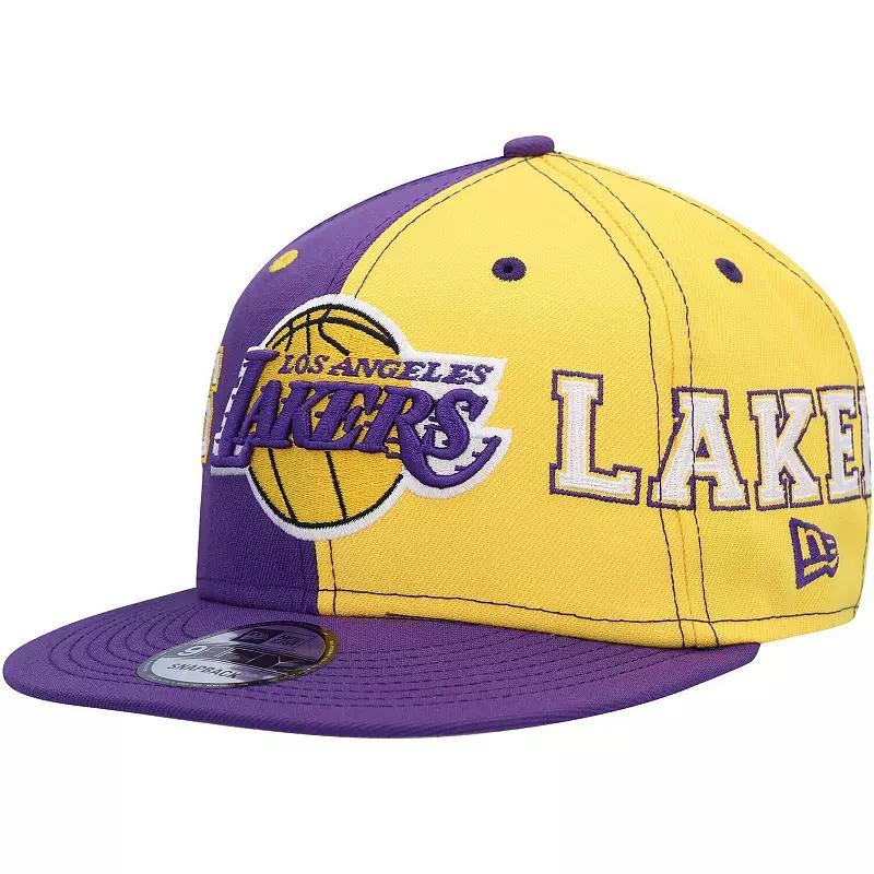 Mens New Era /Gold Los Angeles Lakers Team Split 9FIFTY Snapback Hat Product Image