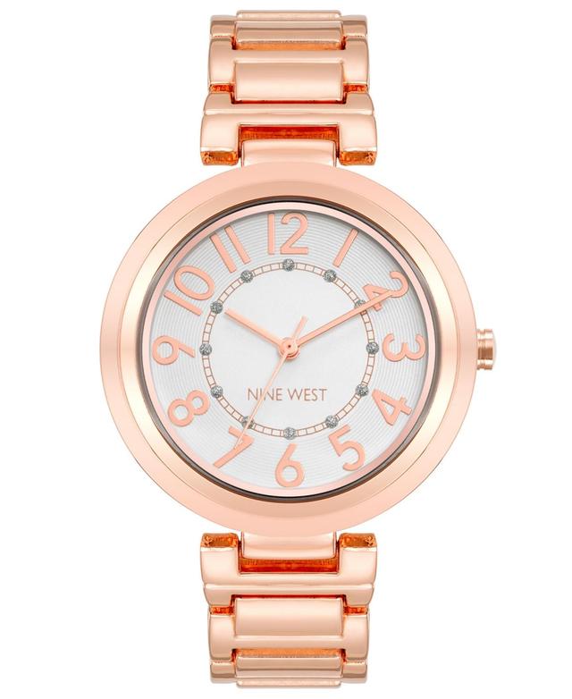 Nine West Womens Quartz Rose Gold-Tone Alloy Link Bracelet Watch, 36mm Product Image