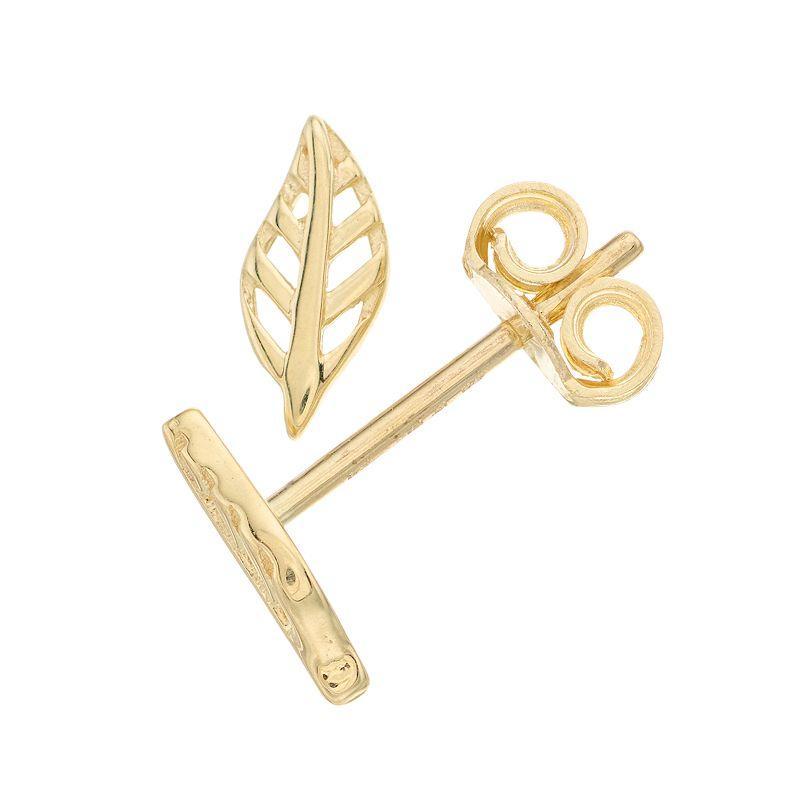 Au Naturale 14k Gold Leaf Stud Earrings, Womens Product Image