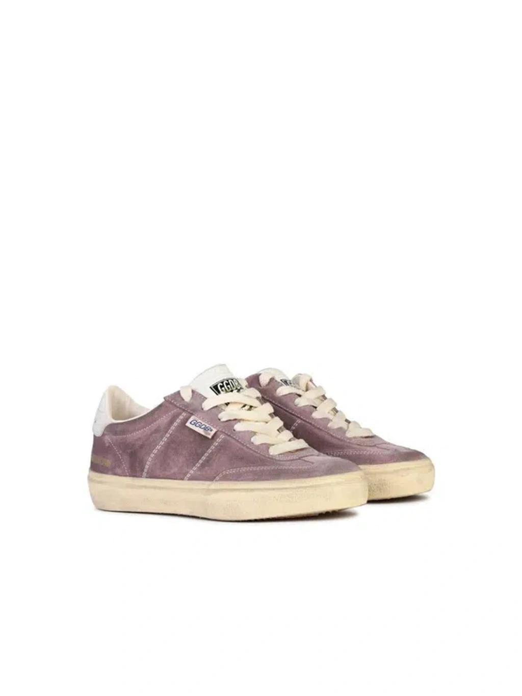 Low Suede Lace-up Sneakers In Purple Product Image