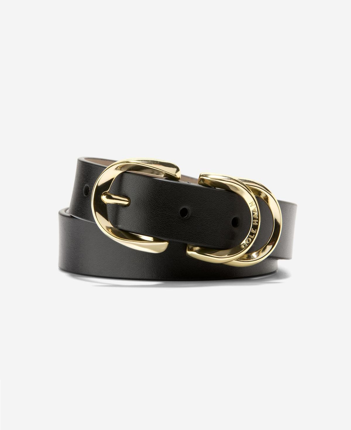 Cole Haan Womens Genuine Leather Sculptured Harness Buckle Belt Product Image