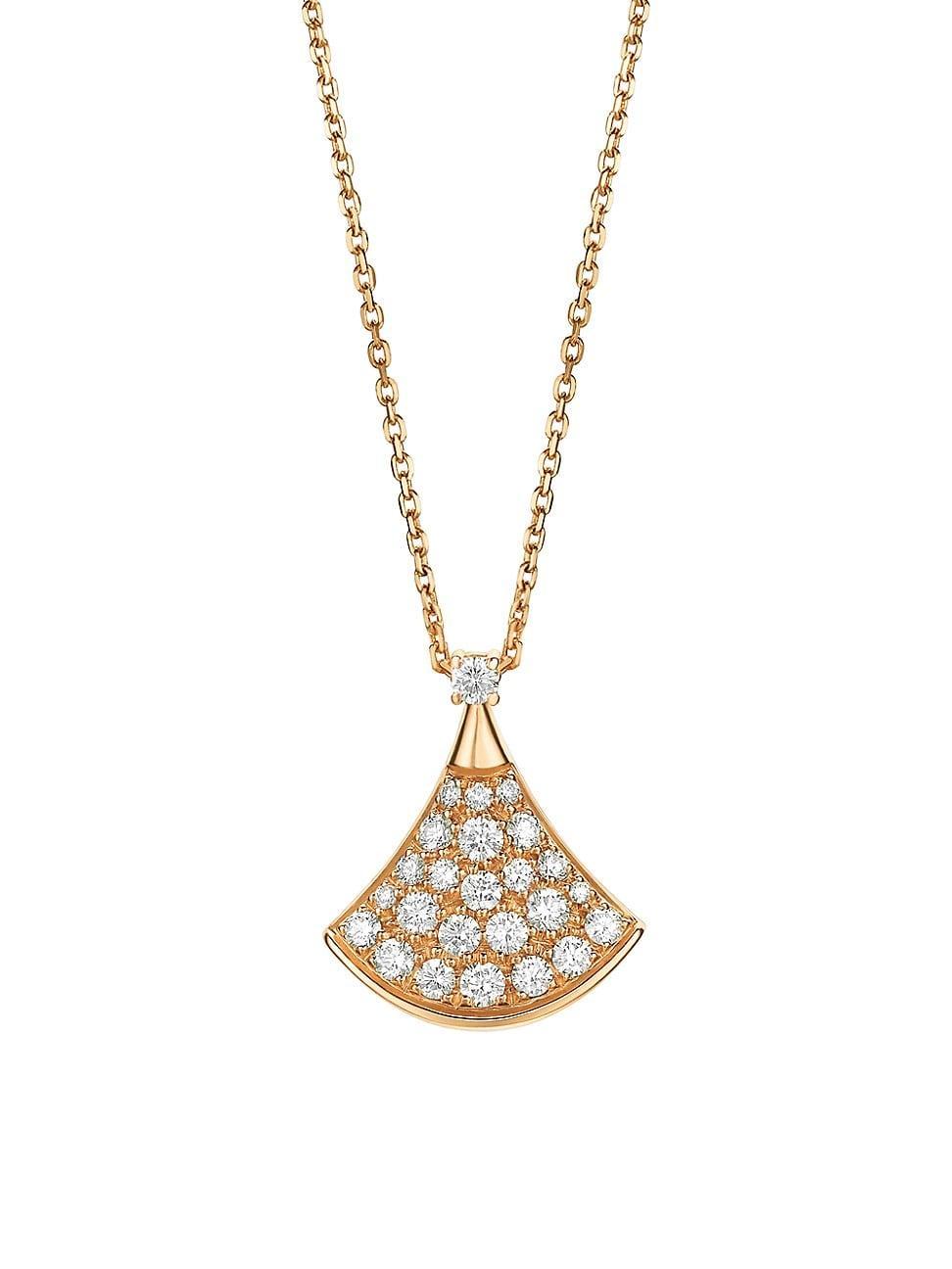 Womens Divina 18K Yellow Gold & Pav Diamond Pendant Necklace Product Image