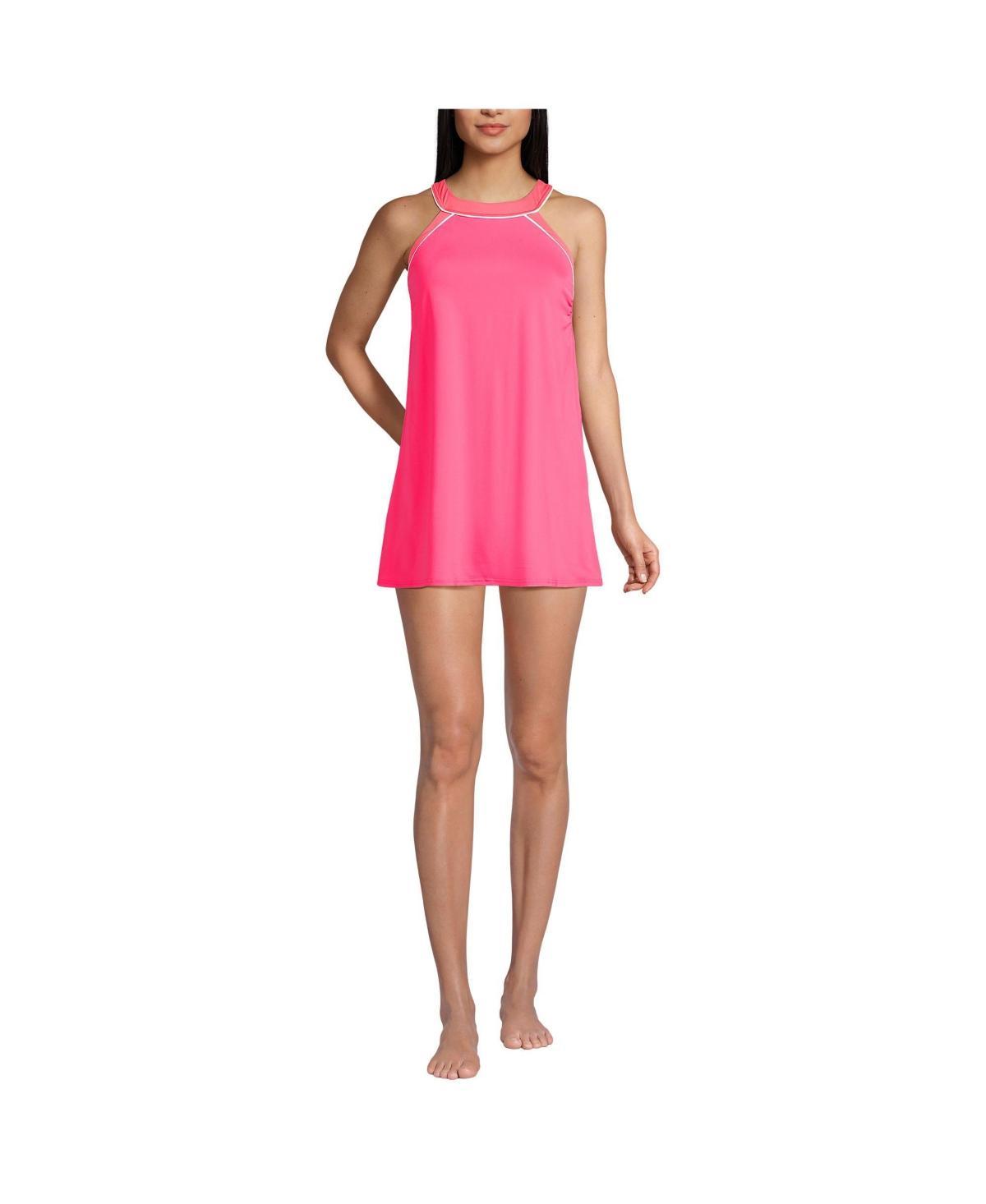 Lands End Womens Long Chlorine Resistant High Neck Swim Dress One Piece Swimsuit Product Image