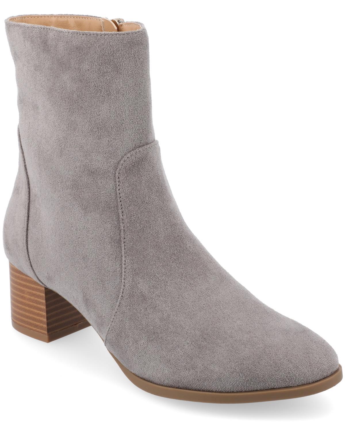 Journee Collection Womens Hayven Tru Comfort Foam Stacked Block Heel Almond Toe Booties Product Image