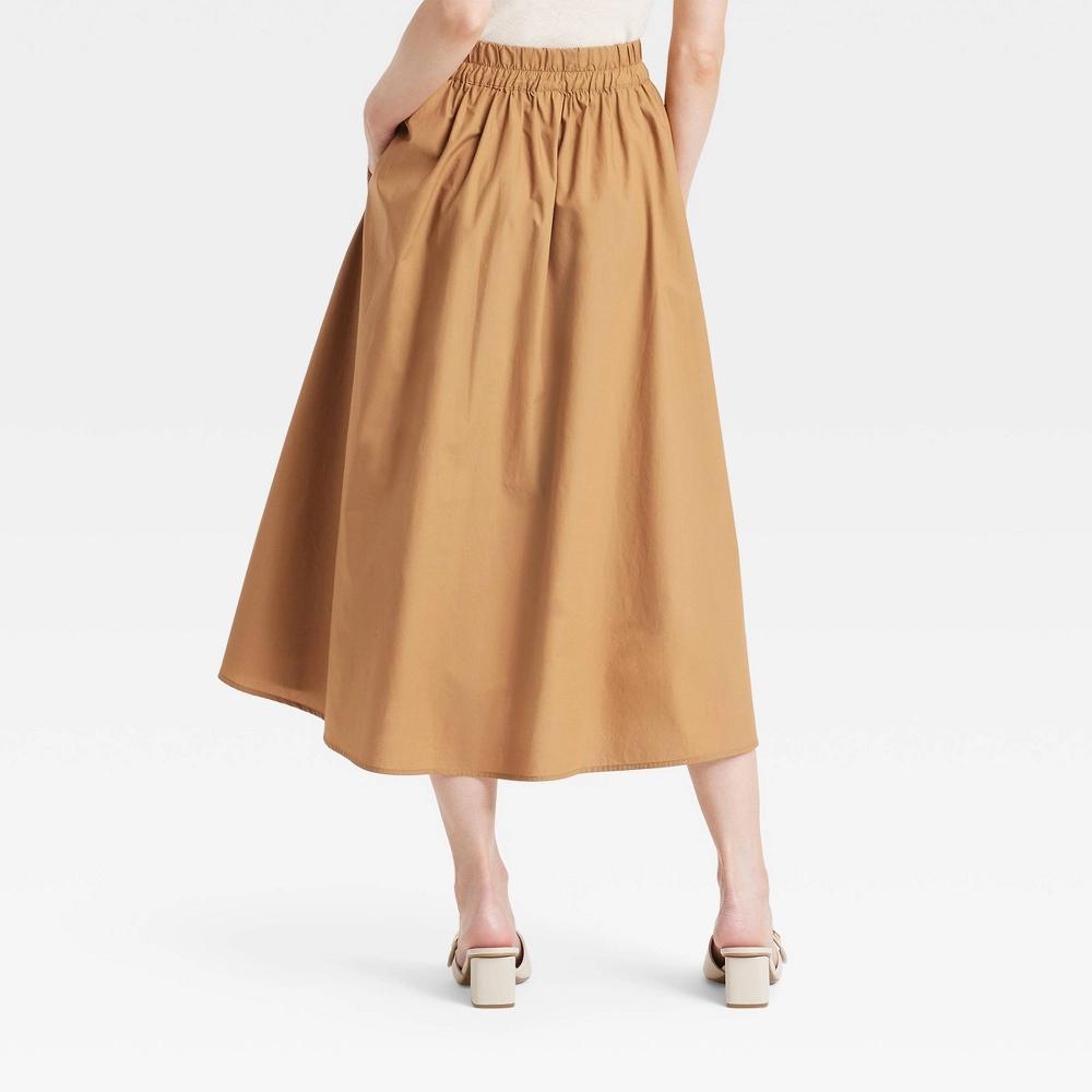 Womens A-Line Midi Picnic Skirt - A New Day Brown XS Product Image