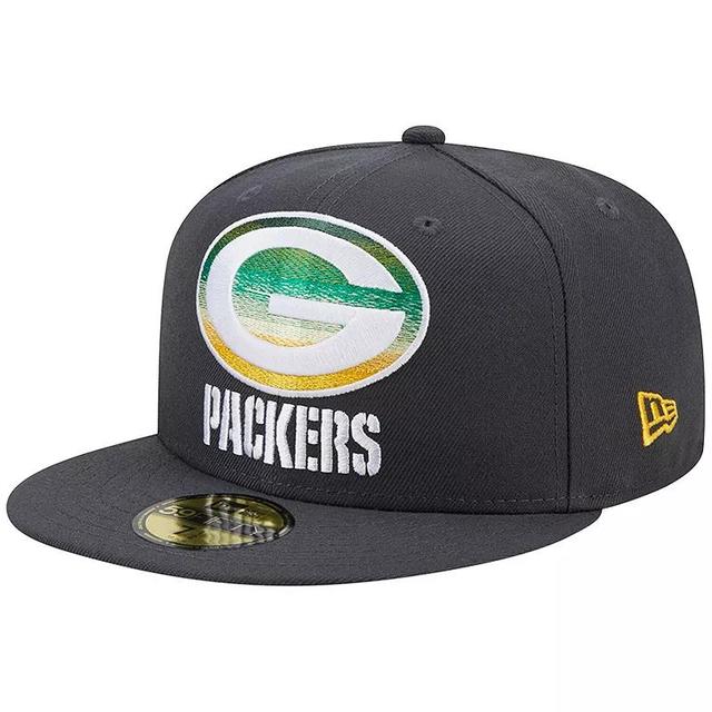 Mens New Era Graphite Green Bay Packers Color Dim 59FIFTY Fitted Hat Product Image