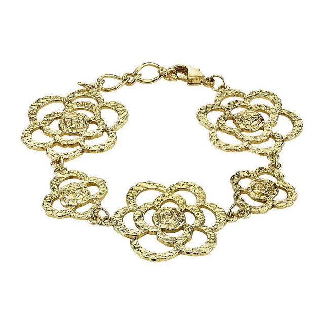 1928 Hammered Flower Bracelet, Womens Gold Tone Product Image