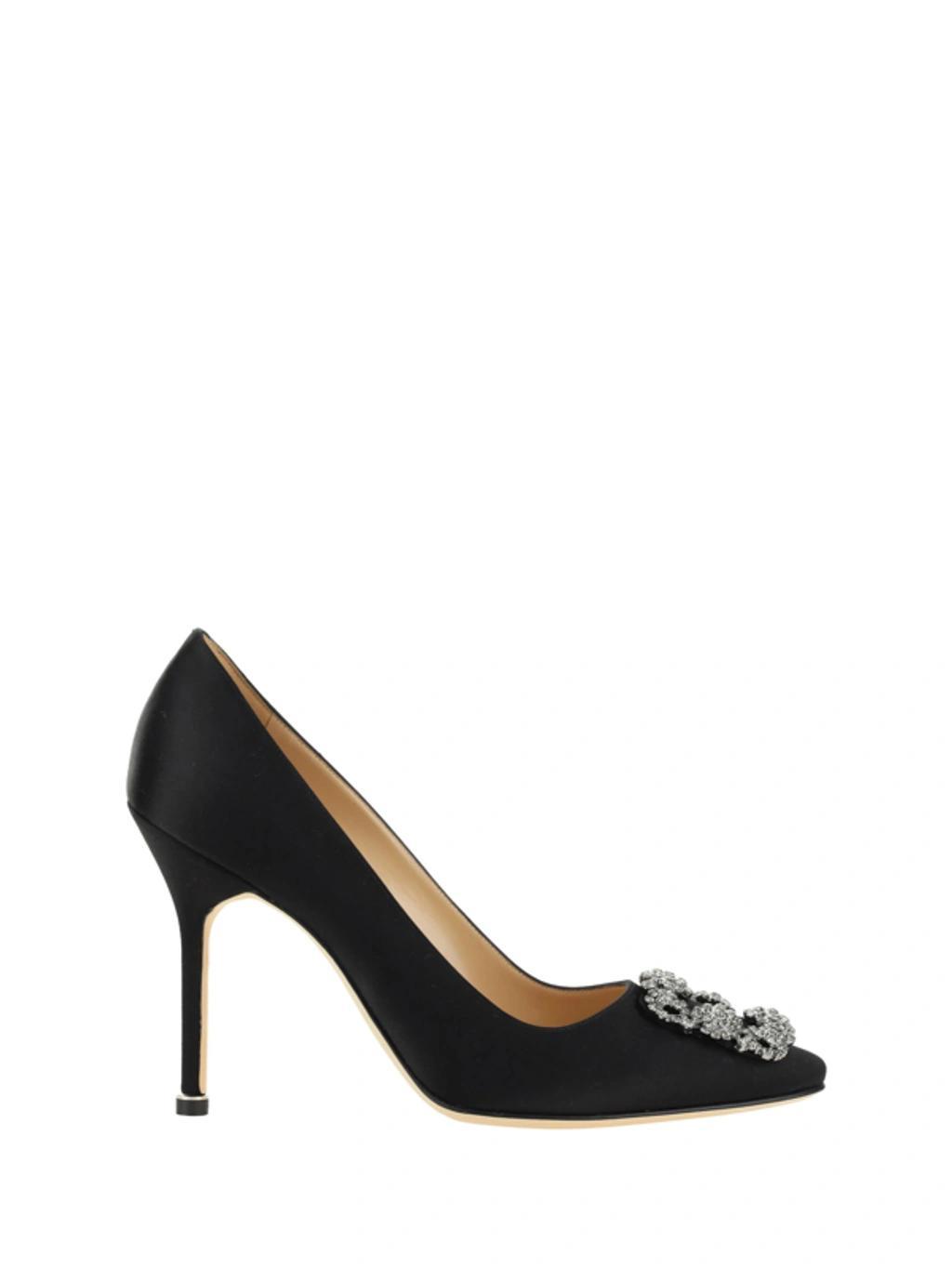 MANOLO BLAHNIK Hangisi 115mm Satin Crystal-toe Pump In Black Product Image