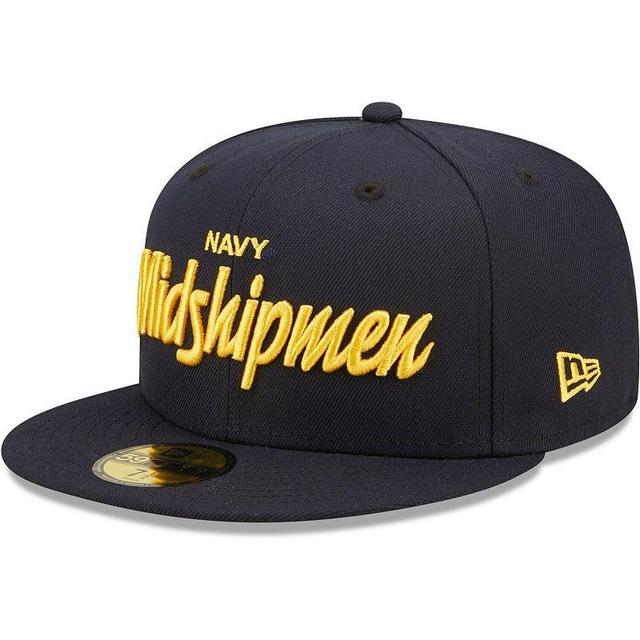 Mens New Era Midshipmen Griswold 59FIFTY Fitted Hat Blue Product Image