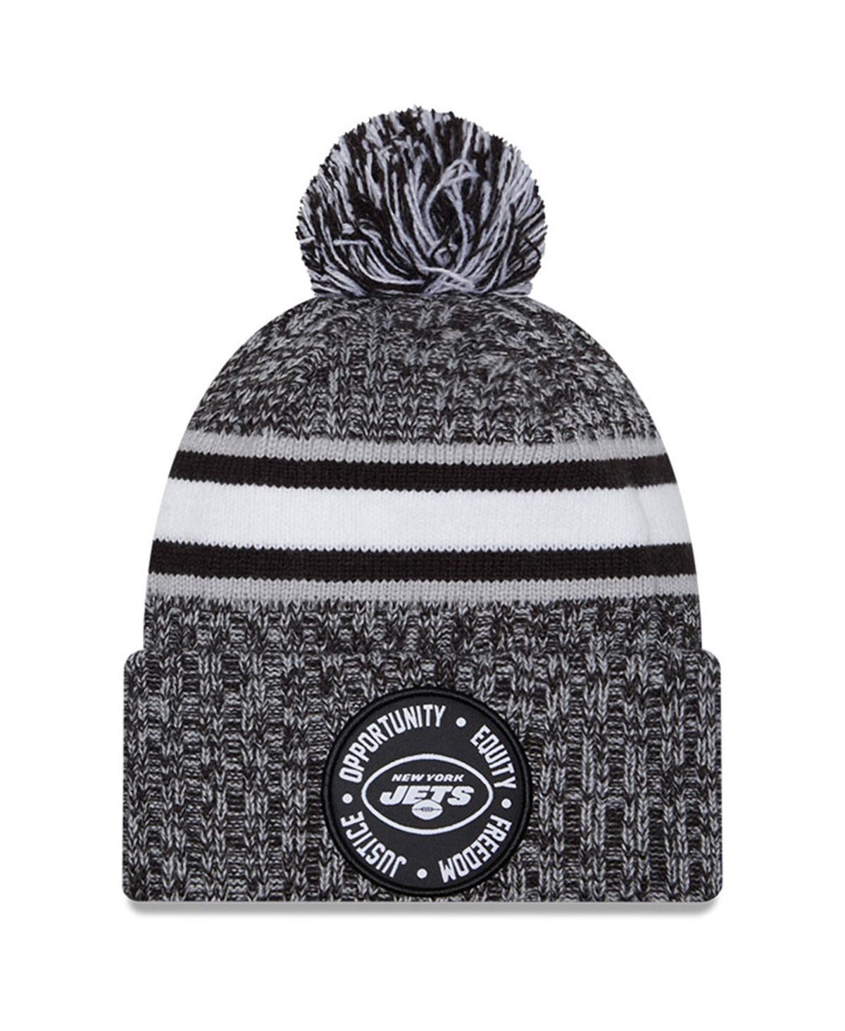 Mens New Era Heather Black New York Jets 2023 Inspire Change Cuffed Knit Hat with Pom Product Image