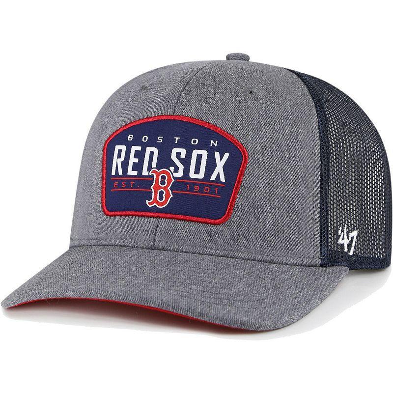 Mens 47 Brand Charcoal Boston Red Sox Slate Trucker Snapback Hat Product Image