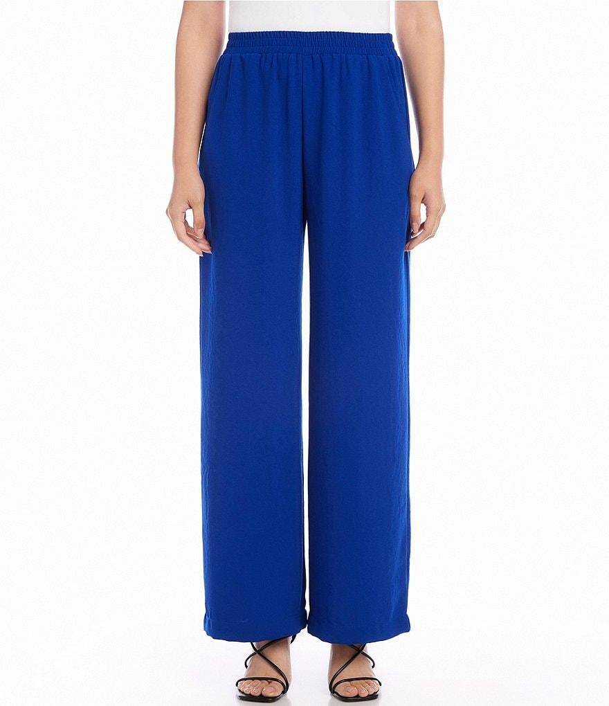 Karen Kane Flat Front Wide Leg Side Pockets Pull-On Pants Product Image