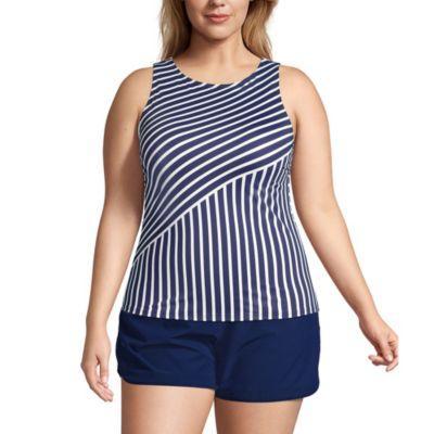 Plus Size DD-Cup High Neck UPF 50 Modest Tankini Swimsuit Top Product Image