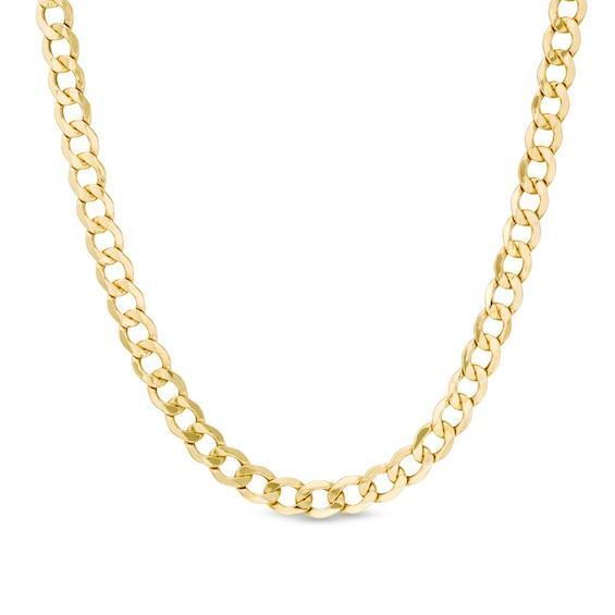 Men's 7.0mm Curb Chain Necklace in Hollow 14K Gold - 24" Product Image