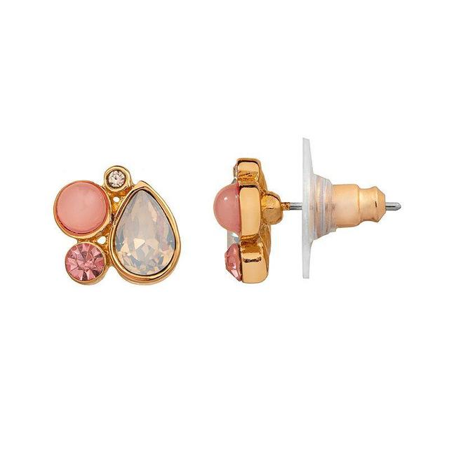 LC Lauren Conrad Gold Tone Coral Crystal Cluster Nickel Free Stud Earrings, Womens Product Image