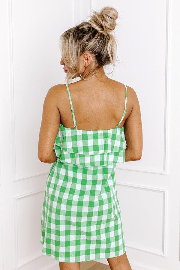 Alfresco Allure Gingham Mini Dress in Lime Product Image