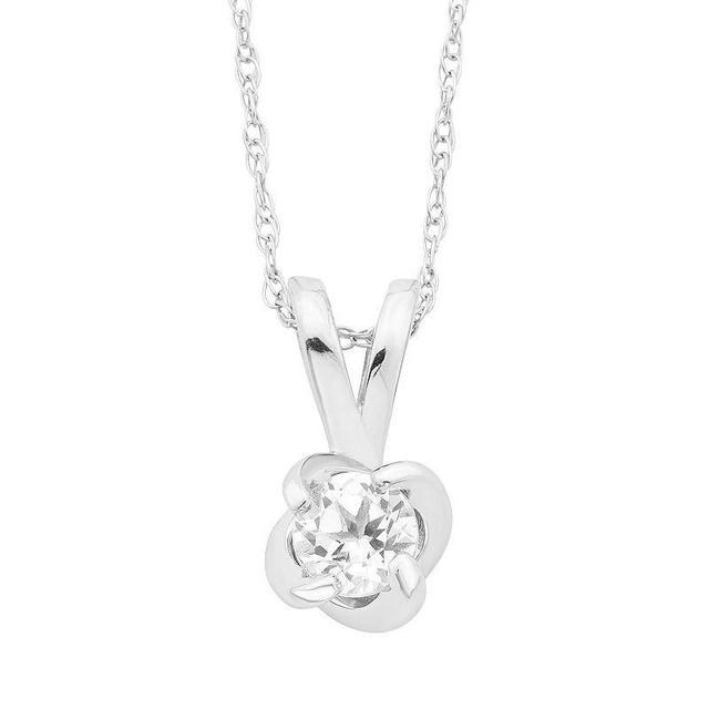 Boston Bay Diamonds Sterling Silver Birthstone Swirl Pendant Necklace, Womens White Product Image